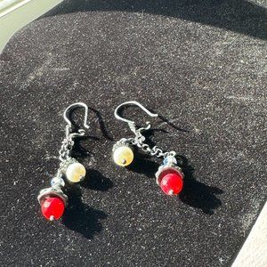 Vintage/Retired Silpada Ruby Jade & Pearl Earrings